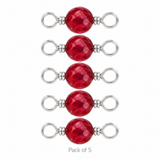 Pack of 5 Ruby Rock Candy single connectors in Sterling Silver
