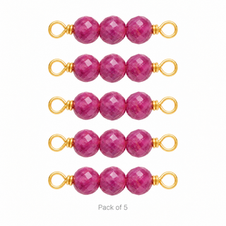 Pack of 5 Ruby Rock Candy triple connectors in Gold Filled