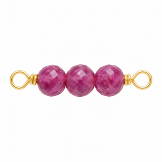 Ruby Rock Candy triple connector in Gold Filled