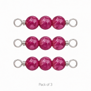 Pack of 3 Ruby Rock Candy Triple connectors in Solid 14K White Gold