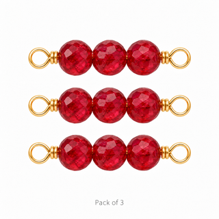 Pack of 3 Ruby Rock Candy Triple connectors in Solid 14K Yellow Gold