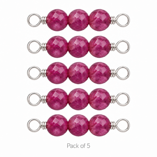 Pack of 5 Ruby Rock Candy triple connectors in Sterling Silver