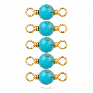 Pack of 5 Turquoise Rock Candy single connectors in Gold Filled