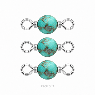 Pack of 3 Turquoise Rock Candy single connectors in Solid 14K White Gold