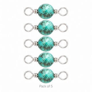 Pack of 5 Turquoise Rock Candy single connectors in Sterling Silver
