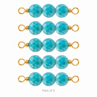 Pack of 5 Turquoise Rock Candy triple connectors in Gold Filled