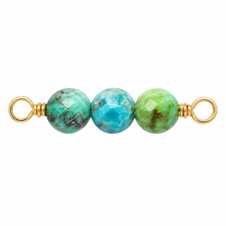 Turquoise Rock Candy triple connector in solid 14K yellow gold