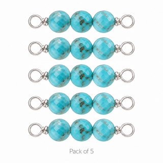 Pack of 5 Turquoise Rock Candy triple connectors in Sterling Silver