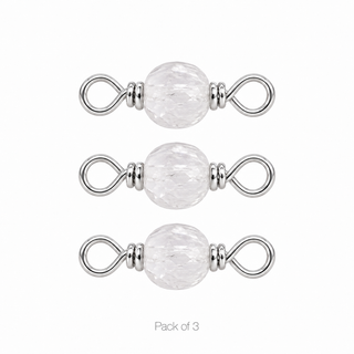 Pack of 3 White Topaz Rock Candy single connectors in Solid 14K White Gold