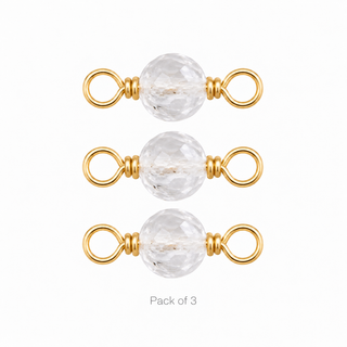 Pack of 3 White Topaz Rock Candy single connectors in Solid 14K Yellow Gold