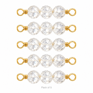 Pack of 5 White Topaz Rock Candy triple connectors in Gold Filled