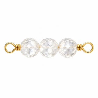White Topaz Rock Candy triple connector in Gold Filled