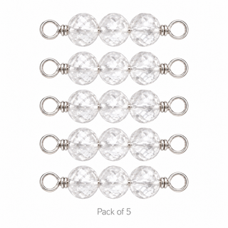 Pack of 5 White Topaz Rock Candy triple connectors in Sterling Silver
