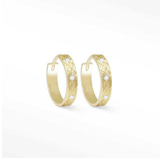 Florentine Diamond 18k White Gold Hoop Earrings