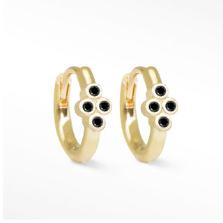 Brielle Black Diamond 18k Yellow Gold Hoop Earrings 13mm [product_metal] [product_color]  - Nina Wynn Designs 