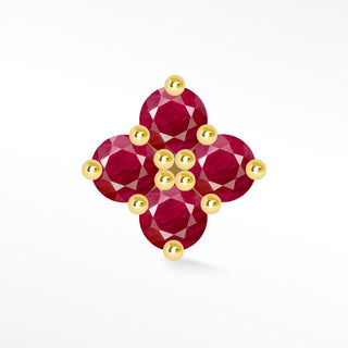 Small Musical Chairs in Ruby 18k Yellow Gold Flat Back Stud Earring