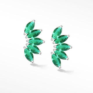 Wild Side in Emerald Studs 18k White Gold Stud Earrings [product_metal] [product_color]  - Nina Wynn Designs 