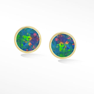 The Nomad Doublet Opal 18k Yellow Gold Stud Earrings