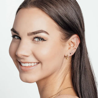 Athena Natural Diamond 18k Yellow Gold Reversible Huggies 15mm - Nina Wynn