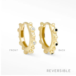 Athena Natural Diamond 18k Yellow Gold Reversible Huggies 15mm - Nina Wynn