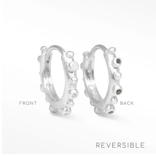 Athena Natural Diamond Silver Reversible Huggies 15mm - Nina Wynn