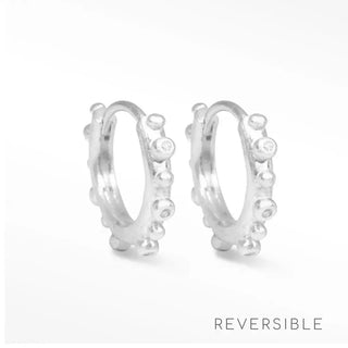 Athena Natural Diamond Silver Reversible Huggies 15mm - Nina Wynn