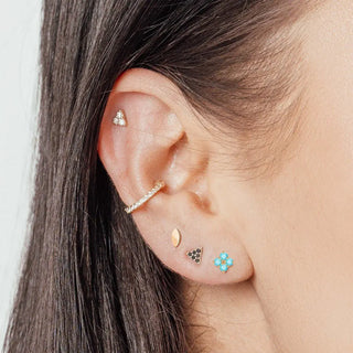 Marquise Flat back Earring 14k Yellow Gold - Nina Wynn