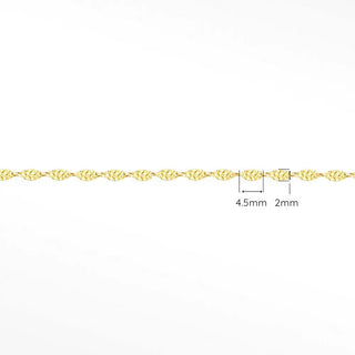 Hammer marquise tiny 4.5mm 14k gold chain designer line for permanent jewelry sold by the inch - 14k yellow / inch