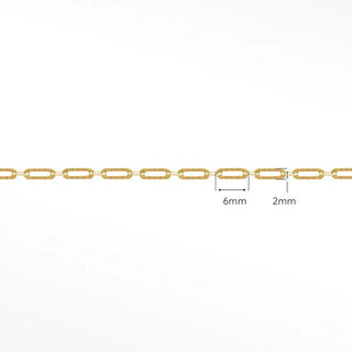 Hammer paperclip 6mm 14k gold chain designer line for permanent jewelry sold by the inch - 14k yellow / inch