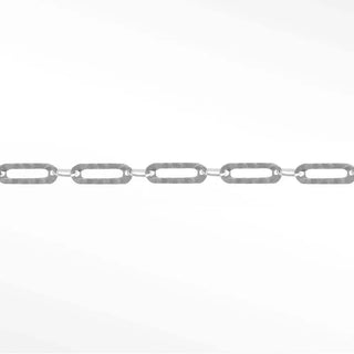 Hammer paperclip 6mm 14k white gold chain designer line for permanent jewelry sold by the inch - 14k / inch