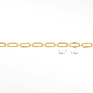 Hammer paperclip 8mm 14k gold chain designer line for permanent jewelry sold by the inch - 14k yellow / inch