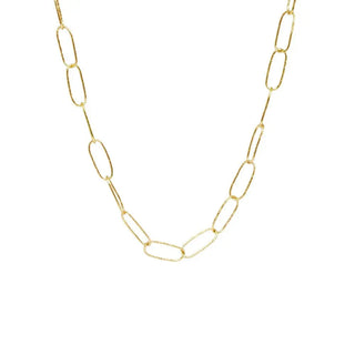 Maxi Textured Paperclip 14k Yellow Gold Chain - Nina Wynn