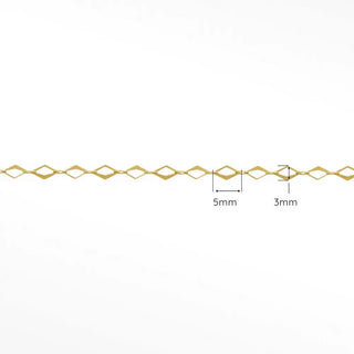 Mirror hollow diamond 5mm 14k gold chain designer line for permanent jewelry sold by the inch - 14k yellow / inch