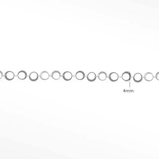 Mirror hollow round 4mm 14k white gold chain designer line for permanent jewelry sold by the inch - 14k / inch