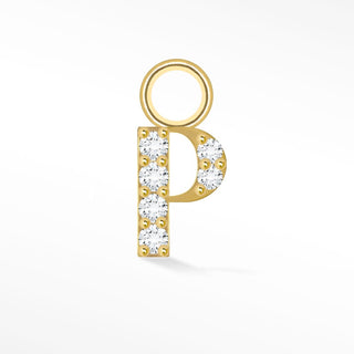 Initial 5mm with Pave Moissanite on 5k Gold Charms