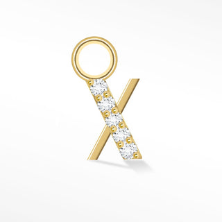 Initial 5mm with Pave Moissanite on 5k Gold Charms