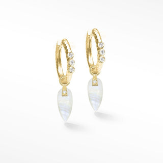 Angel Wings Moonstone 18k Yellow Gold Convertible Earrings - Nina Wynn