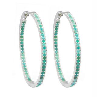 Gemma 40mm Arizona Turquoise Silver Hoop Earrings - Nina Wynn
