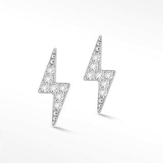 Lightning Bolt Push back Earrings 14k White Gold - Nina Wynn