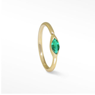 Marquise in Emerald Seam Ring 14k Gold - Nina Wynn