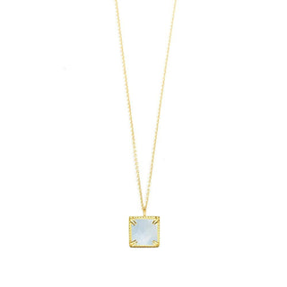 Vintage Lace Square Aquamarine Gold Vermeil Necklace - Nina Wynn