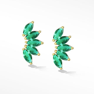 Wild Side in Emerald Studs 18k Yellow Gold Friction - Nina Wynn