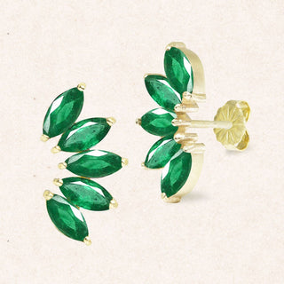 Wild Side in Emerald Studs 18k Yellow Gold Friction - Nina Wynn